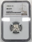 1943-D Steel Lincoln Wheat Cent NGC MS-67+ Plus