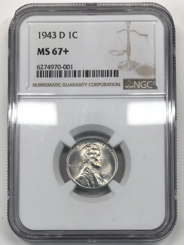 1943-D Steel Lincoln Wheat Cent NGC MS-67+ Plus