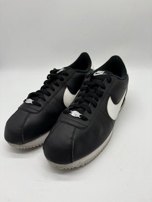 2015 Nike Leather Cortez Black White Metallic Silver Sz 11.5 Men Shoes