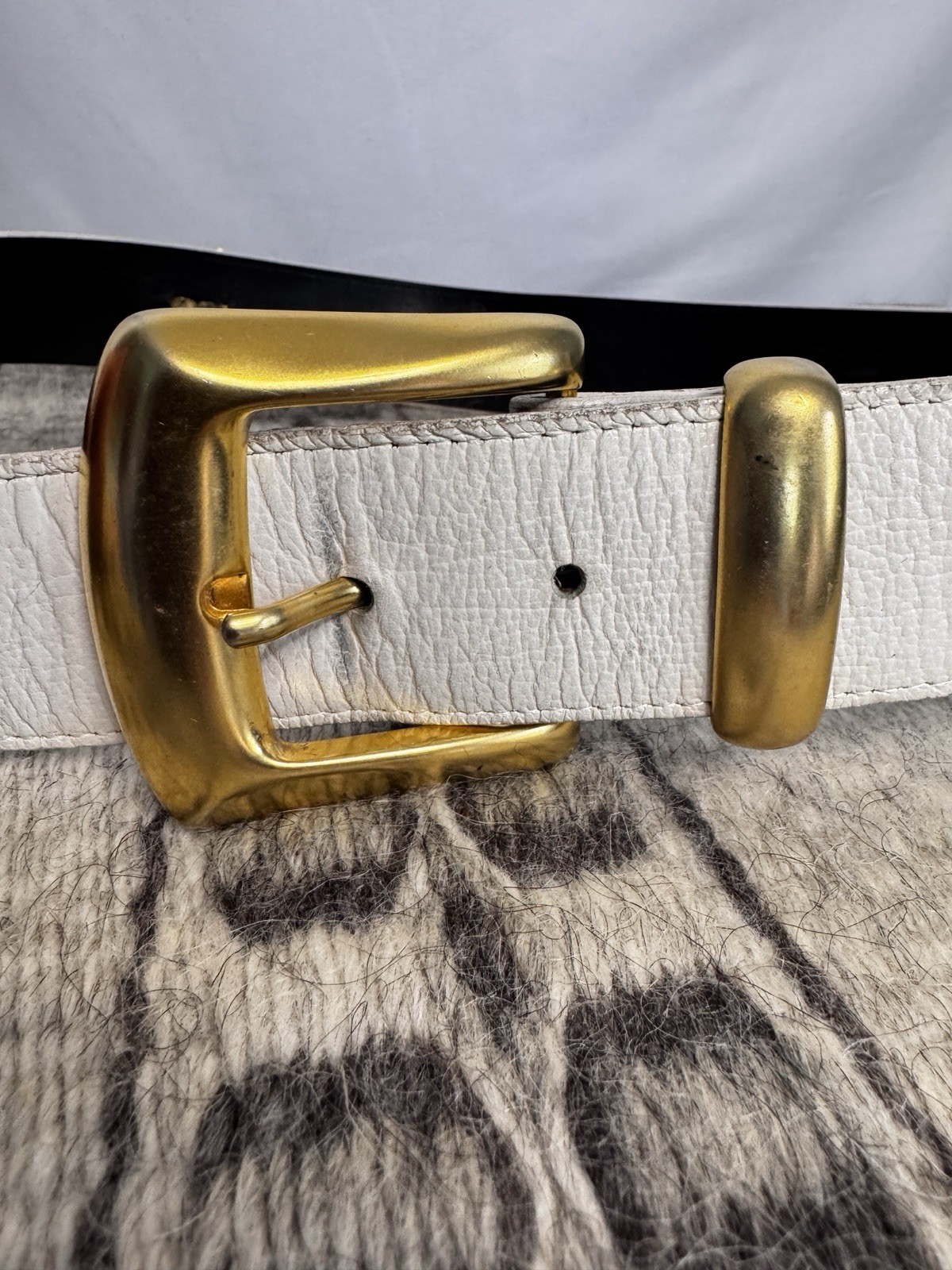 Vintage Sandy Duftler White Safari Belt Lions Zebras  Medium RARE image 5