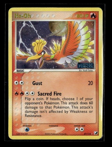 VTG Pokemon Card Ho-Oh 27/115 Unseen Forces Stamped Reverse Holo Rare English