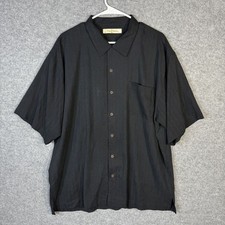 Tommy Bahama Men's Pure Silk Short Sleeve Button Down Shirt Black Color Size XL