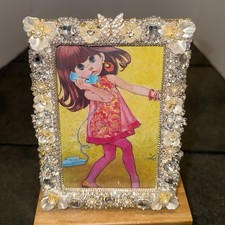 Artisan Made Ornate Jeweled Photo Picture Frame Rhinestone  Pearls