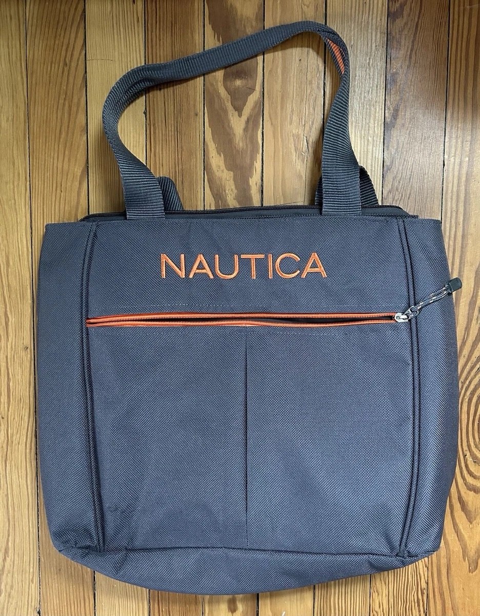 Nautica Orange Pebbled Leather Backpack Tote with Navy Straps Nautica | Bags | Nautica Womens Lakeside Logo Dome Brown And  main image 4