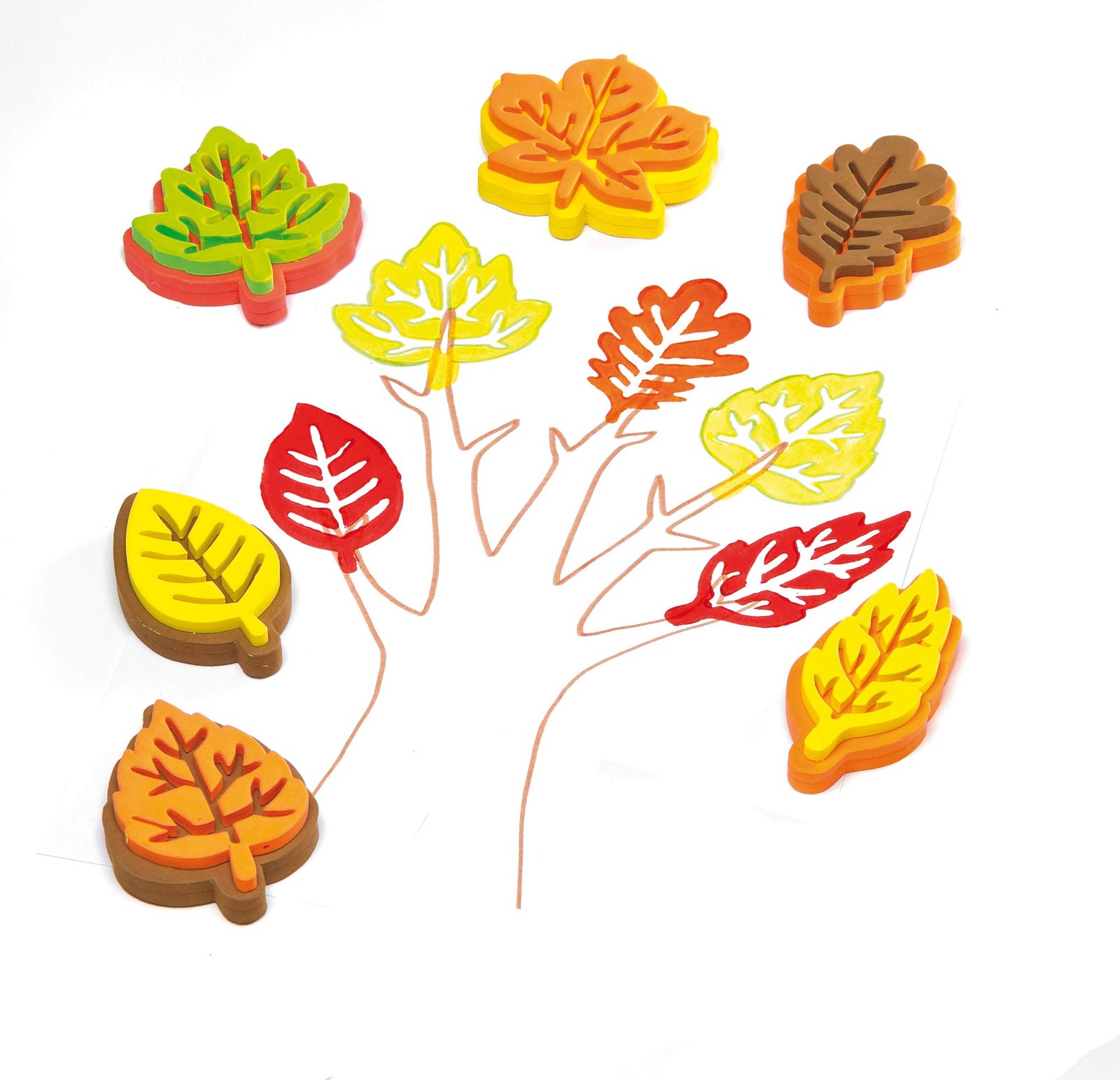 Baker Ross Foam Leaf-Shaped Stampers 10.24 inches by 7.87 inches, Assorted