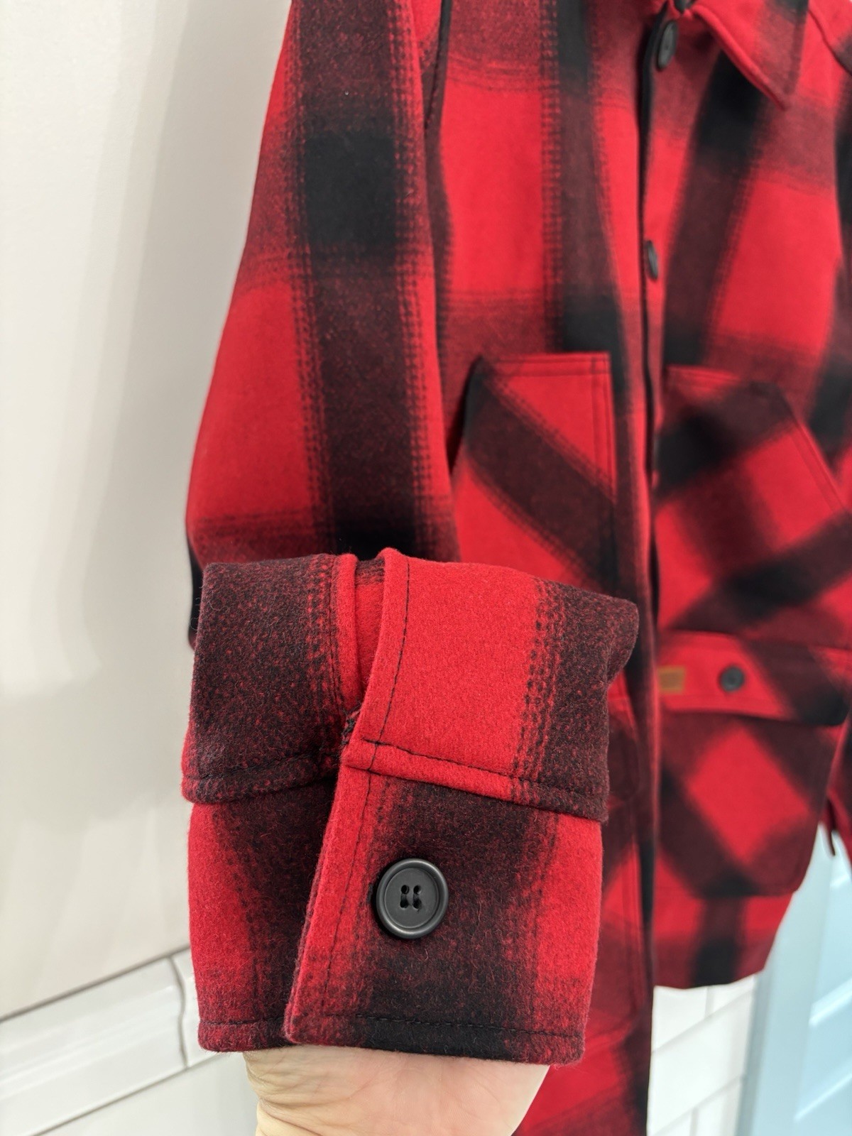 Stormy Kromer Wool Mackinaw Cruiser Coat Red Black Buffalo Plaid Men’s M NEW NWT