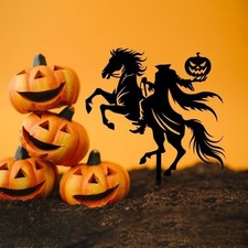 Halloween Metal Garden Stakes Ghost Witch Skeleton Silhouette Lawn Yard Decor