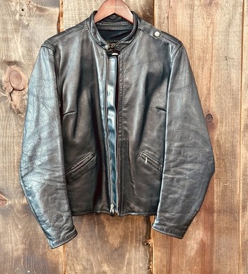Vintage 1960s Brooks Cafe Racer Black Leather Motorcycle Jacket