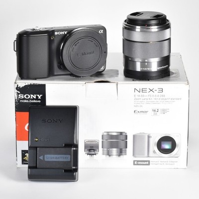Sony NEX-3 Mirror-Less Digital Camera 14.2MP 18-55mm Lens HD Video 7,334 Clicks