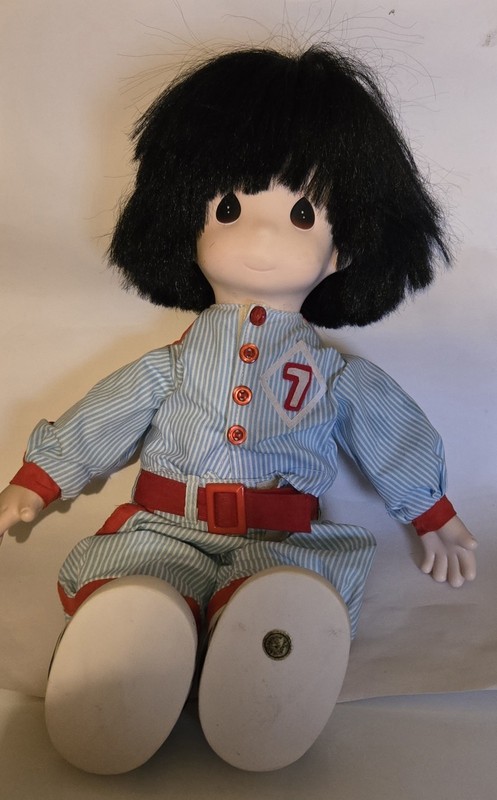 RARE 1992 Precious Moments Boy Casey in Baseball Clothes Outfit Vintage 15” HTF 