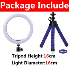 LED Ring Selfie Light Dimmable Photography Lighting Kit USB Charge Lamp with Tri