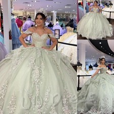 Quinceanera Dresses Off Shoulder Lace Appliques Beading Ruffles Ball Gowns