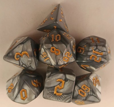 DND Dice Set, Light Gray, Pearl. 7pcs D4-D6-D8-D12-D20-D%, RPG               #11