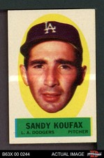 1963 Topps Peel-Offs Sandy Koufax Dodgers HOF MVPw CYAw 6 - EX/MT