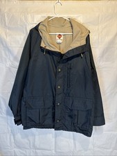 Vintage Columbia Mens RainJacket Coat Hooded Dark Blue Made In USA