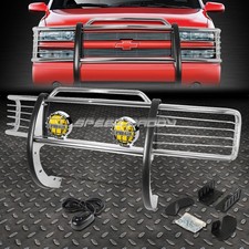 Chrome Brush Grill Guardround Amber Fog Light For 88-99 Ck C10 Suburban Tahoe