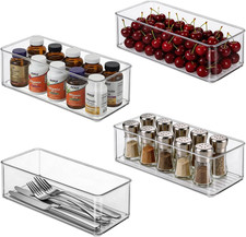 4 Pack Refrigerator Organizers and Storage 4 Small Stackable Clear Plastic Bins