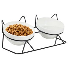 Elevated Tilted Cat Bowls for Indoor Cats，Raised Ceramic Cat Bowl Elevated 15...