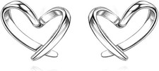 Solid 925 Sterling Silver Tiny Heart Stud Earrings for Women Teen Girls Love Hea