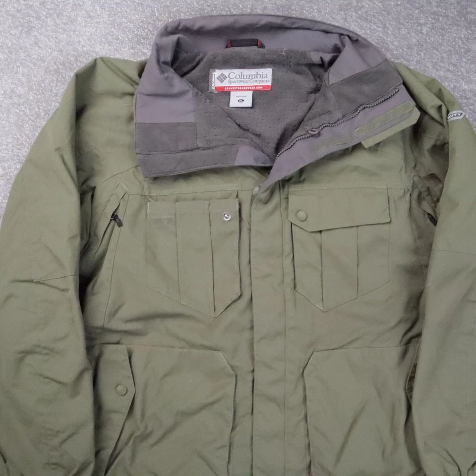 Chaqueta Parka de Invierno Columbia Verde Para Hombre XL Cremallera Completa Botón Con Capucha Foto 4 de 4