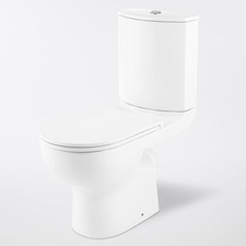 GoodHome Cavally White Close Coupled Toilet Set Soft Close Seat Exposed Cistern