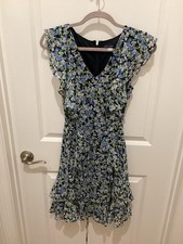 Tommy Hilfiger Blue Yellow Navy Floral Ruffle Dress Size 8