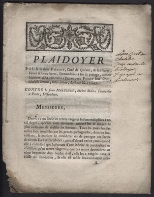 Lawyer's plea in 1780 32 pages Hainaut