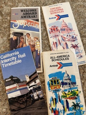 AMTRAK Zugfahrpläne California Chicago 70er 80er Superliner Prospekt