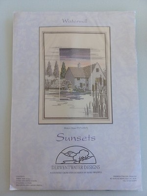 BRANDNEU, BOTHY THREADS (DERWENTWATER) SONNENUNTERGÄNGE KREUZSTICH-SET ''WASSERMÜHLE''