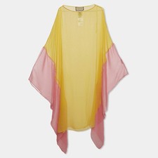 Gucci YellowPink Sheer Silk Two Tone Kaftan XS
