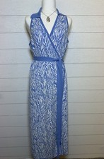 Diane von Furstenberg DVF for Target Blue White Coastal Wrap Dress XL Preowned