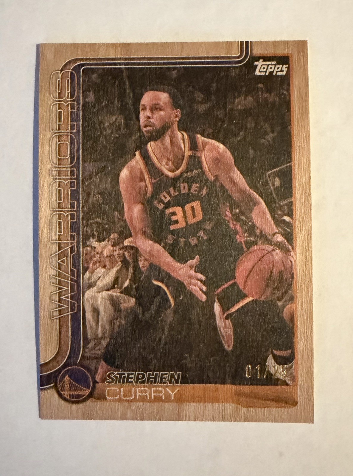 2025-26 Topps - Steph Curry Wood Parallel 1/25 #135 SSP Warriors FIRST ON PRINT