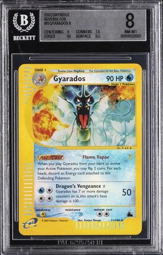 2003 POKEMON SKYRIDGE #11 GYARADOS-REVERSE FOIL BGS 8