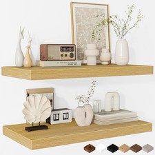 Floating Shelves - 2 Pack 24x12x1.5 Inch Deep Rustic Wooden Wall Shelves
