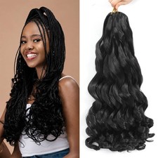 French Curl Braiding Hair 18Inch 8 Packs Curly Braiding Hair 1B, 18Inch