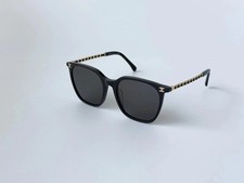 CHANEL CH3435 Square Sunglasses Black Gold Acetate Frame Dark Lenses