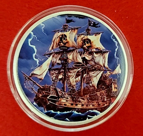 Hayleybug Mint 1 oz Colorized Pirate Ship .999 Silver 1 Ounce Round - 91/400