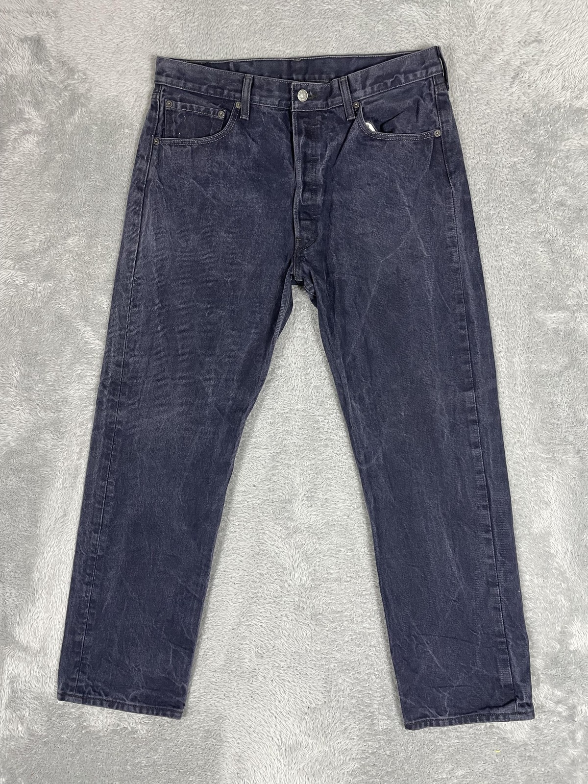 Levis 501 Jeans Mens 34x30 *ACTUAL* Black Denim Straight Leg Button Fly Classic