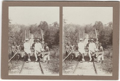 Original-3D/Stereophotographie Eisenbahntrasse auf Bali, August 1913