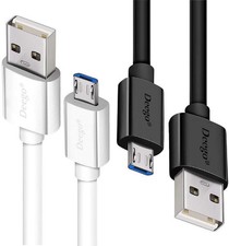 2 Pack Extra Long Micro USB Cable 10 Ft Black White