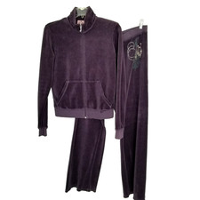 Juicy Couture Velour Tracksuit Set Hoodie Pants Purple Size Large Vintage Y2K