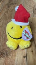 RARE 1994 Swibco Puffkins HAPPY Stuffed Plush Yellow Smiley Face Christmas NWT