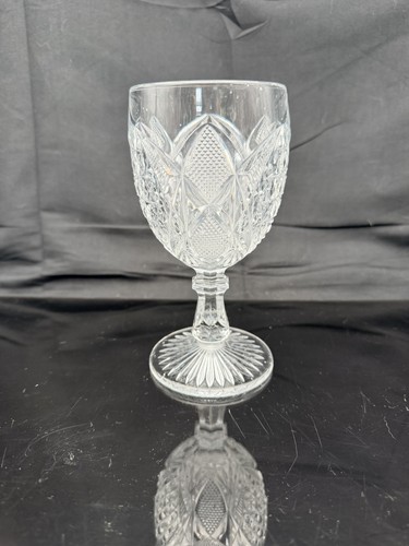 Antique EAPG Balder Goblet c. 1890 Clear Pressed Glass Victorian Stemware