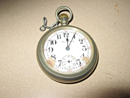 ILLINOIS WATCH CO. ANTIQUE SILVER POCKET WATCH SIZE 20 17 JEWELS SN. 2877219