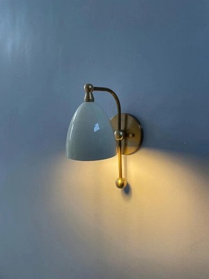 Minimalist Handmade Brass Wall Sconce   Mid-Century Vintage Style