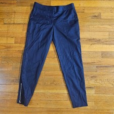 Women's Stella McCartney Navy Wool Ankle Pants US 4 EU 36 with Silver Zippers