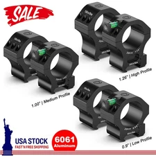 Optics Tactical 30mm Rifle Scope Rings w/ Bubble Level - Low/Medium/High Profile