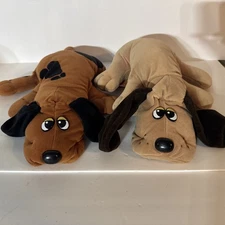 VTG 1985 Pound Puppies Puppy TONKA Tan Brown 18" Stuffed Plush Lot of Two