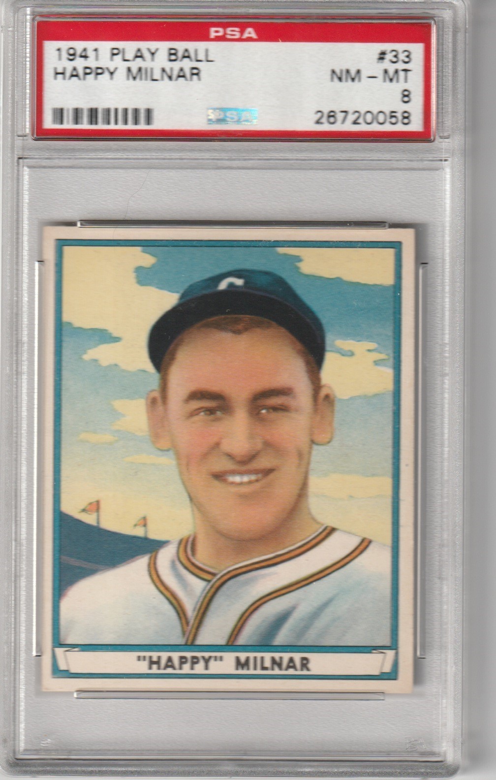 1941 Play Ball Happy Milnar #33, PSA NM-MT 8