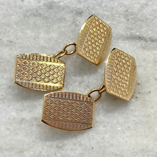 9ct Gold Vintage Cufflinks 1950 Birmingham Hallmark 375 Yellow Gold